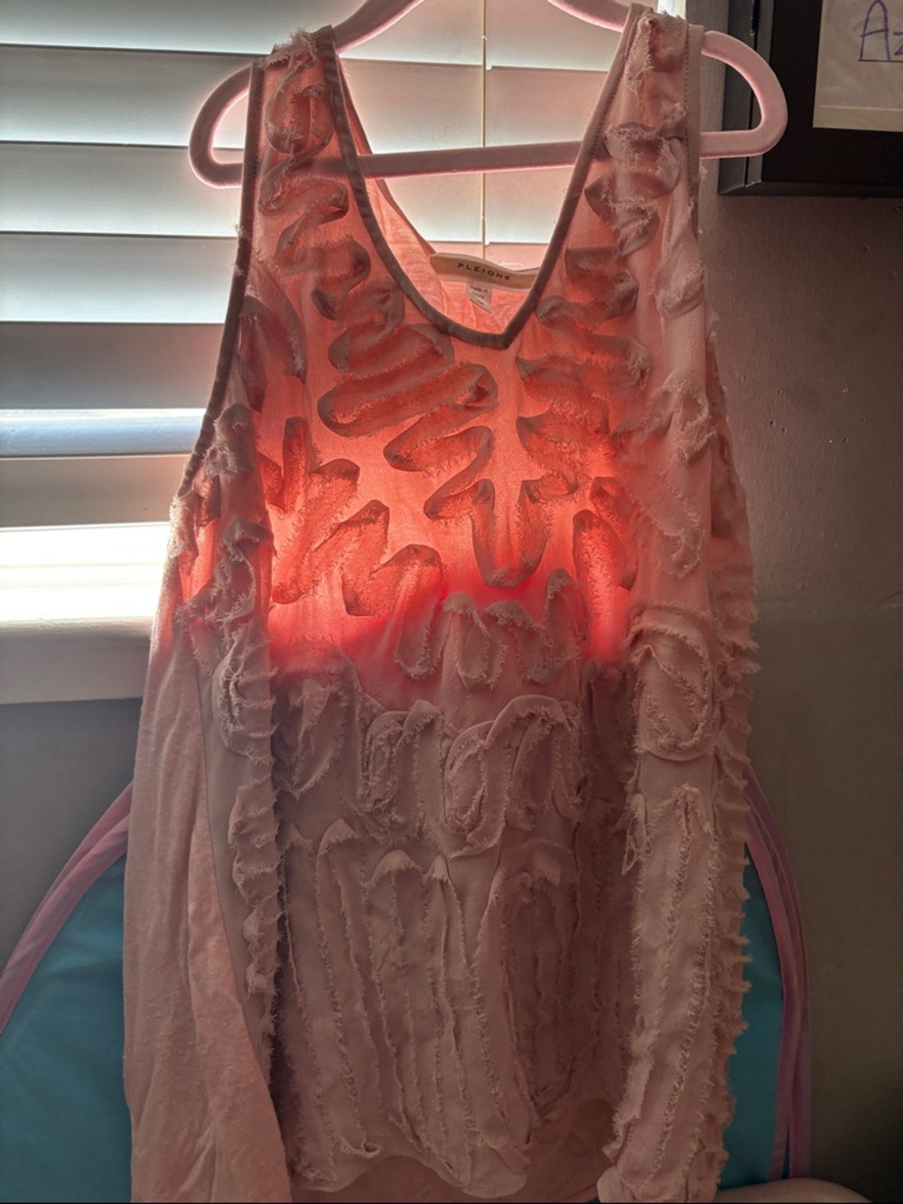 Pleione Dusty Rose Ruffled Sleeveless Top